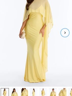 Fashion Nova Lemon-Chiffon Cape Maxi Dress